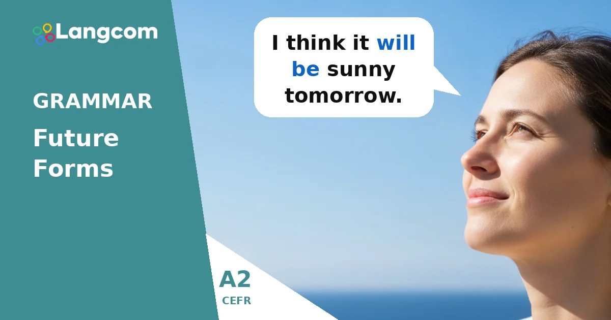 How to Talk About the Future: Will, Present Continuous, and Present Simple (A2 English) — A2 English grammar lesson by Langcom