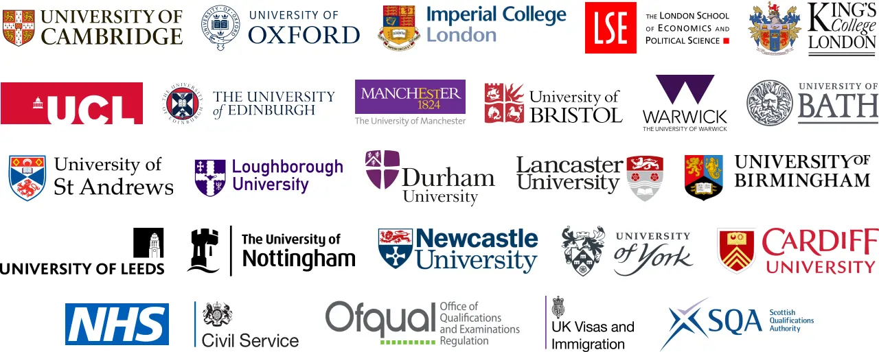 Certifications accepted by Oxford University, Cambridge, Imperial College London, LSE, and the UK Home Office (Visas)